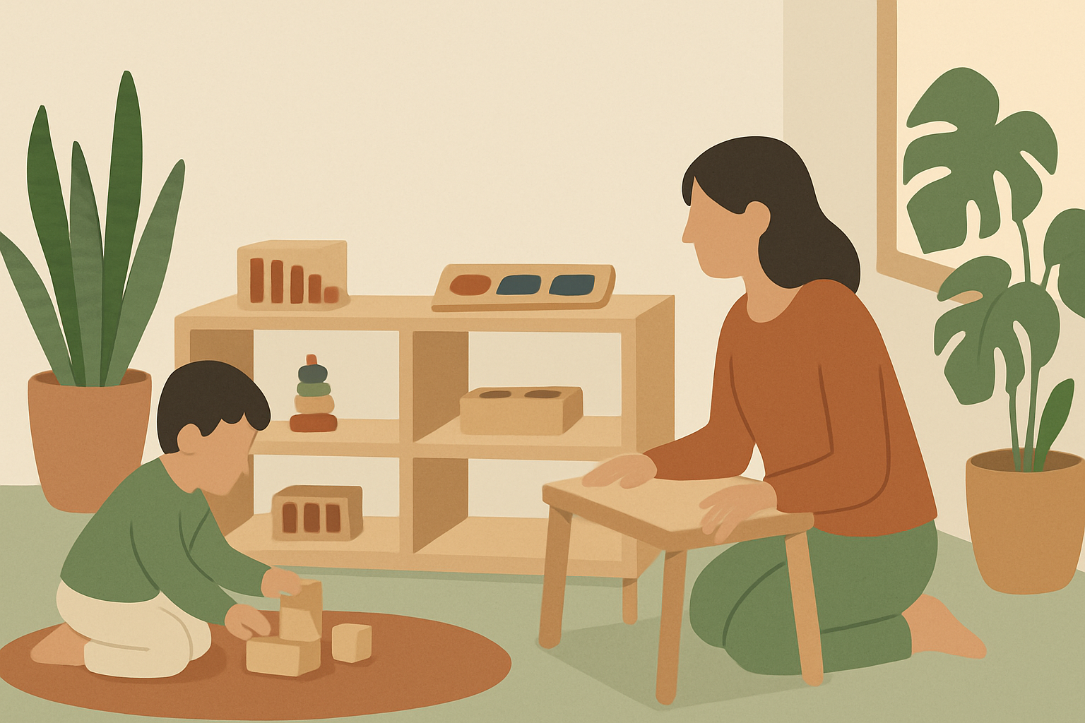 Illustration Montessori — Aménagement Montessori maison : le guide sans tout racheter